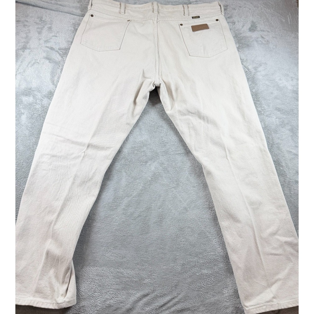 Vtg 80s Wrangler 42x32 USA White Denim Jeans Western Cowboy - Picture 6 of 8